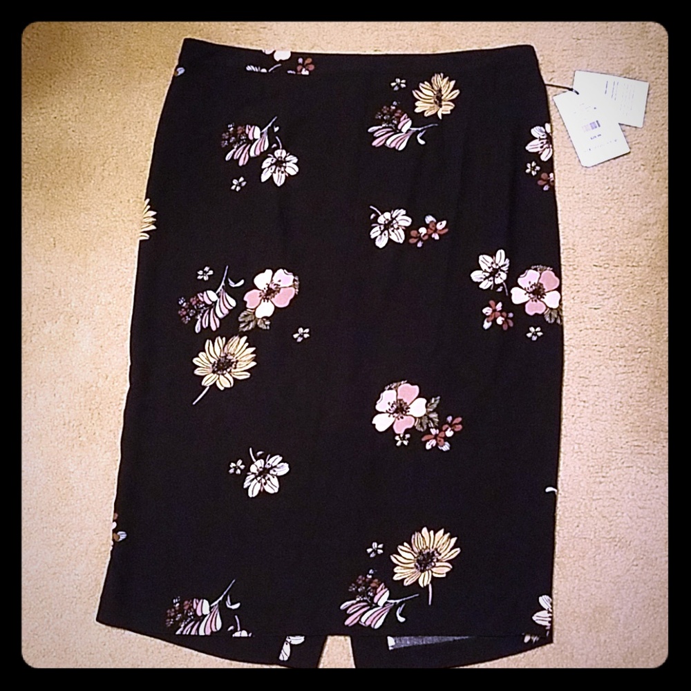 Black and floral pencil skirt